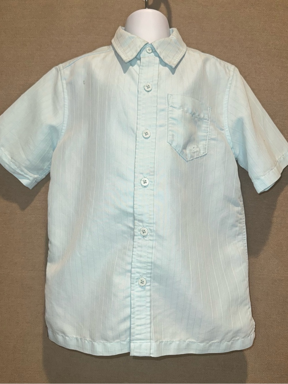 Tony Hawk Boys Mint / Light Blue Textured Striped Button-Down Shirt Size 5/6